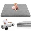Baby Play Mat 50 x 50, Thick Baby Play Mat for Floor, Ultra Soft Playpen Mat, Machine Washable Tummy Time Foam, Non-Slip Bottom Helps Cushion, for Kids, Infant and Toddler Crawling (Grey)