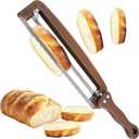 Bread Slicer for Homemade Bread-Adjustable Wooden Sourdough Bread Knife with Thickness Guide,Cutter Tools for Crusty Sourdough & Baguette,Ambidextrous Use,Gift for Baker (Brown)