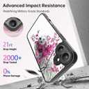 FUNMIKO for iPhone 16 Case Wireless Charging & Military-Grade Protection - Trendy Fruit Design for Women Girls, Matte Non-Slip Phone Cover with Shockproof Corners - Pink Blossoms