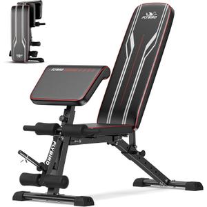 FLYBIRD Multifunctional Weight Bench with Leg Extension and Preacher Curl Pad, Adjustable and Foldable Workout Bench for Home Gym, 800LBS Weight Capacity Exercise Bench for Full Body Strength Training