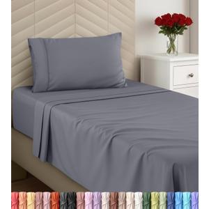 Utopia Bedding Twin Sheet Set, Soft Microfiber 3 Piece Bed Sheets with 15" Deep Pocket - Easy Care Brushed Microfiber (Twin, Extra Light Grey)