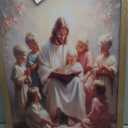Jesus With Children Wall Art Jesus Teaching Kids print painting poster Christian Kids Room Canvas Wall Decor Picture for Living Room Bedroom Prayer Room Ready To Hang Wooden Framed, Jesus Child, 24"L x 16"W
