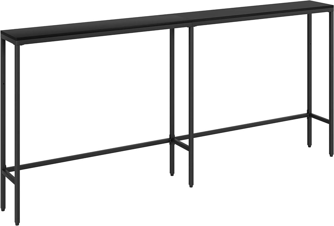 70.9" Console Table,Modern Extra Narrow Long Sofa Table Behind Couch,Skinny Entry Table with Black Metal Frame for Living Room, Hallway,Classic Black