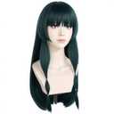 Dark Green Wig with Bangs Cosplay Costume Outfit Long Dark Green Cosplay Wigs for Women Adult Anime Costume Wigs for Halloween Christmas Party +Hair Cap