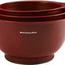 KitchenAid Universal Nesting Plastic Mixing Bowls, Set Of 3, 2.5 quart, 3.5 quart, 4.5 quart, Non Slip Base with Easy Pour Spout to Reduce Mess, Dishwasher Safe, Empire Red