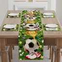 3 x XCHI Soccer Theme Grass Trophy Sneakers Table Runner Game Day Table Decoration for Soccer Party Home Kitchen Dining Holiday Decor 13x72 Inch