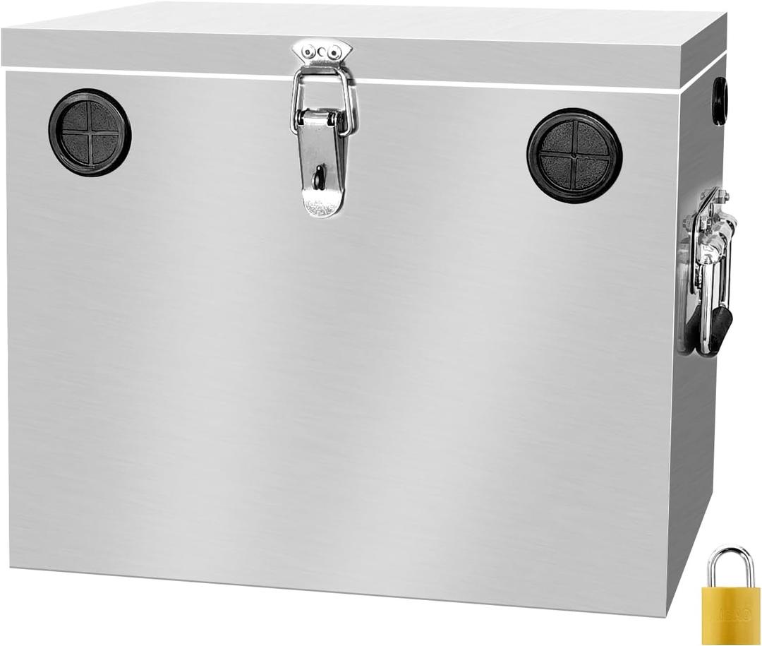 Peastorm Trailer RV Marine Battery Box - 12V Waterproof Stainless Steel Battery Relocation Kit for Boat, Trolling Motor, Kayak (Group 27)