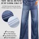 EUYZOU Womens Wide Leg Trendy Jeans Terry Look Like Denim High Waisted Baggy Loose Pants with Pocket (Blue)