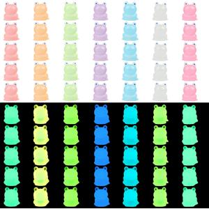 KIMOBER 35PCS Mini Luminous Frogs Miniature Figurines,Glow in Dark Tiny Resin Frog Figures for Fairy Garden Moss Landscape DIY Terrarium Crafts