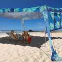 Beach Canopy Tent Shade with Sidewalls 10x10FT, 6.6FT Tall, UPF50+ Sun Shelter, Windproof & Water Resistant, Includes Guylines Sand Shovel Stability Poles, Easy Up for Beach Outdoor Camping Backyard
