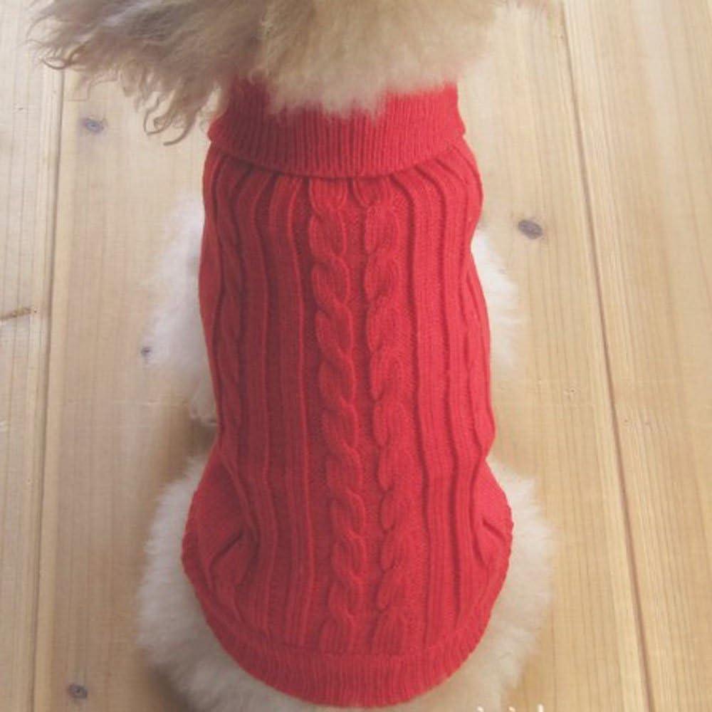 Tangpan Turtleneck Classic Straw-Rope Pro Pet Dog Sweater Apparel (Red,S) (Small (Pack of 1))