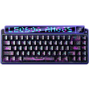 x Aula AMG65 Mechanical Gaming Keyboard with Dual Screen, 65% Wireless Small Custom Keyboard RGB, Bluetooth/ 2.4G/ Wired, Rapid Trigger, Hot Swappable for Windows Laptop PC Mac - Purple