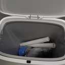 CTIME Bathroom Trash can Set, 2 Gallon White Small Trash Can with Lid, Disposable Toilet Brush, Storage Caddy and 12 Refills, Slim Garbage Can for Bathroom, RV