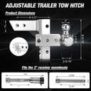 2" Adjustable Trailer Hitch Heavy Duty Tow Hitches 3 Ball Mounts Truck RV