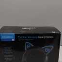 Cat Ear Bluetooth Headphones with Microphone, LED Light Up Over Ear Headphones, Volume Control and Foldable Headset for Tablet/PC/iPad/Cell Phones, Gift for Kids Boys & Girls (Black)