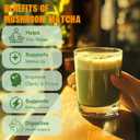 Mushroom Matcha with 6 Adaptogenic Mushrooms and Ceremonial-Grade Matcha, MCT Oil, Coconut Milk Powder for Better Energy, Focus, Digestion and Immunity, 30 servings (EXP 08/01/27)