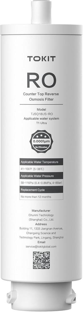 TOKIT RO Replacement Filter for T1 Ultra, NSF/ANSI 58 Certified, Reduce TDS, Replacement for T1 Ultra Reverse Osmosis System Water Filter, 12-Month Lifetime