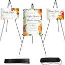 Easel Stand 65 Inches 3 Pcs, Lightweight Adjustable Art Easel for Display, Painting, Wedding Sign, Poster, Black Metal Easel with Portable Bags