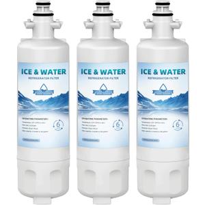 3-Pack ADQ360061 LT700P Water Filter Replacement for LG Kenmore Elite, Compatible with LG ADQ36006101 795 9690 LFDS22520S LFXS30766S, 200 Gallon Capacity