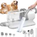 Dog Grooming Vacuum, Pet Grooming Vacuum Kit 2.3L Suction 99% Pet Hair with 5 Tools for Dog Cat for Shedding Grooming, Low Noise (Grey & White)