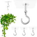 4 Pack Adhesive Ceiling Hooks, 30lbs Heavy Duty Ceiling Hooks for Hanging Plants, No Drilling Wall Hook Sticky Hanger for Hanging Lights, Wind Chimes, Lantern