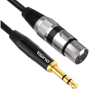 tisino XLR Female to 1/4 Inch (6.35mm) TRS Jack Lead Balanced Signal Interconnect Cable XLR to Quarter inch Patch Cable - 15 Feet