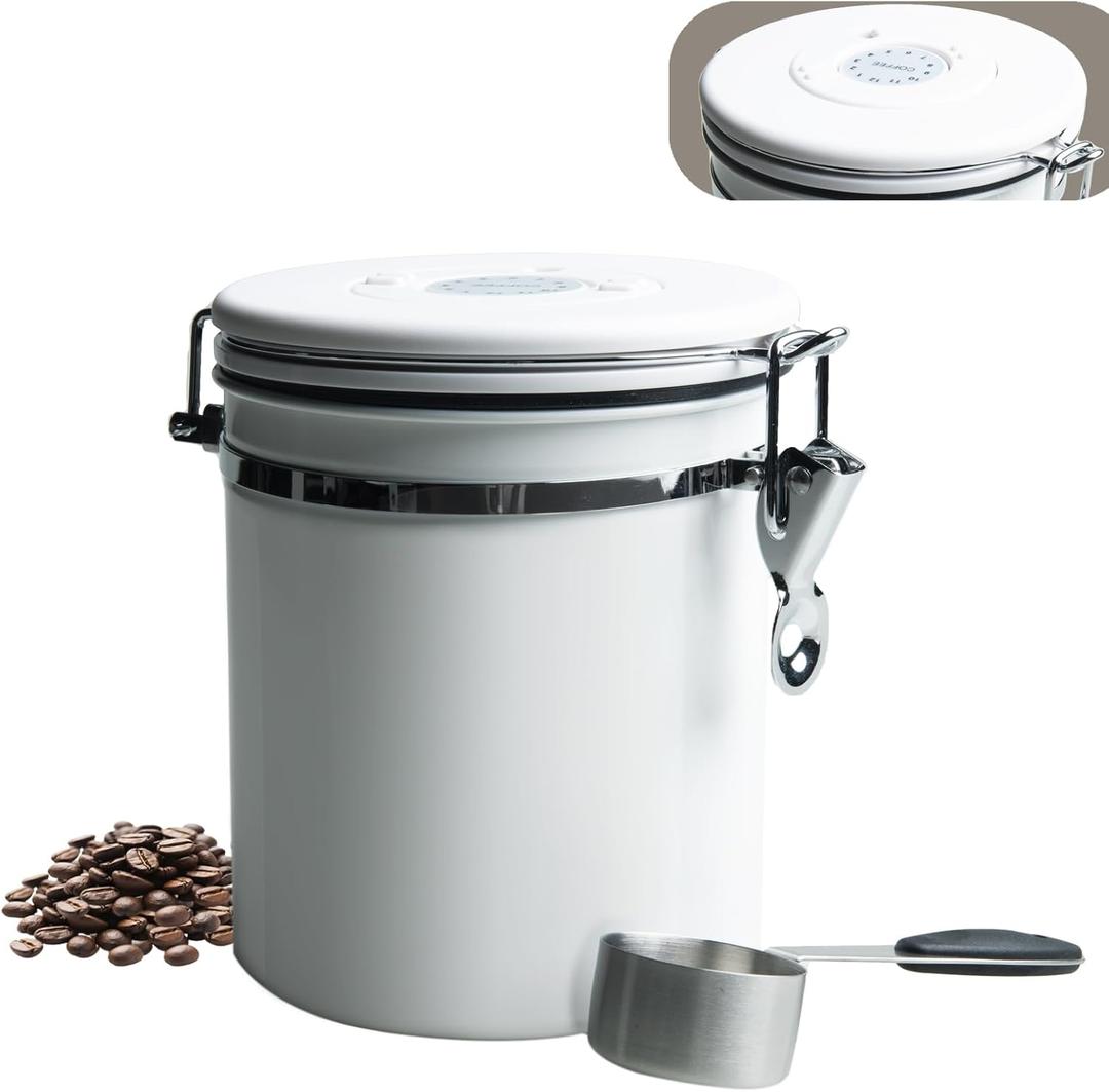 Coffee Grinds Container-750 ml (25 oz) Airtight Stainless Steel Jar with Bamboo Spoons Lids Coffee Grinds Holder