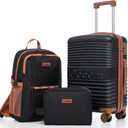 Carry on Luggage 22x14x9 Airline Approved, Suitcases with Wheels Hardshell, Lightweight Hardside Luggage Set with TSA Lock, 20Inch Black Carry on Suitcase (3 Piece Sets (20/BP/TB))