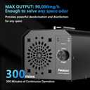 PowerScale Ozone Generator 90,000mg/h O3 Intelligent Control Ozone Odor Eliminator Commercial Ozone Machine Odor Removal, For Home, Car, Pet Room - High Capacity Ionizer Ozone Air Purifier, Black