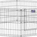 MidWest Homes for Pets Folding Metal Puppy/Dog Exercise Pen, Indoor/Outdoor Playpen with Secure Door, Provides 16 Sq Feet of Play Space, 24-Inches Tall, Black E-Coated