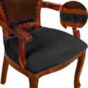 CZL Dining Room Chair Seat Covers Set of 2, Upgraded Zipper Black Chair Covers for Dining Room Stretch Jacquard Dining Chair Slipcover Removable Washable