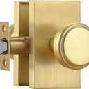 parro Brushed Gold Interior Door Knobs,Passage Door Knob for Hall & Closet,Satin Brass Pismo Doorknobs (Rectangle)