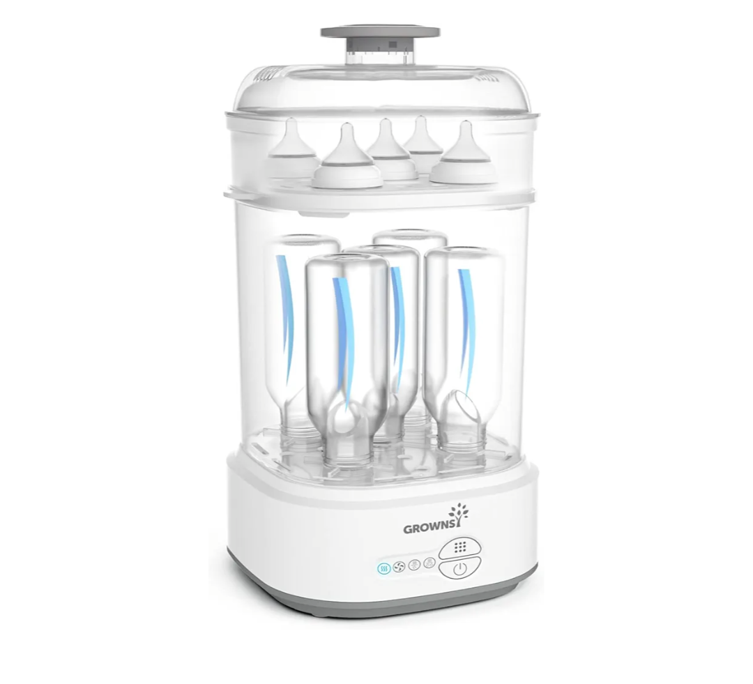 GROWNSY Bottle Sterilizer and Dryer, Compact Electric Steam Baby Bottle Sterilizer (Esterilizador de Biberones), Bottle Sanitizer for Baby Bottles, Pacifiers, Pump Parts