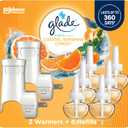 Glade PlugIns Refills Air Freshener Starter Kit, Scented and Essential Oils for Home and Bathroom, Coastal Sunshine Citrus, 4.02 Fl Oz, 2 Warmers + 6 Refills