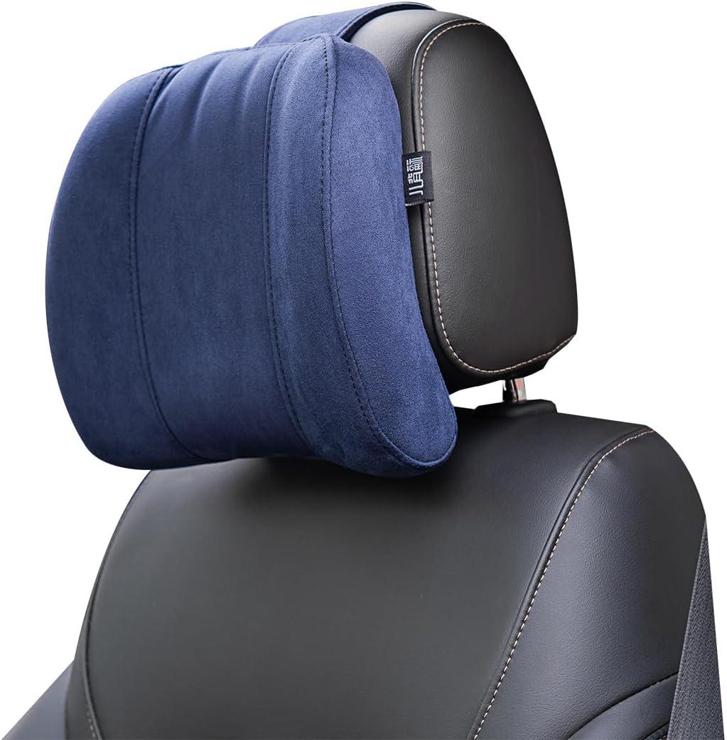 Car Neck Pillow Headrest, Memory Foam Car Headrest Pillow,Headrest Pillow for Car Relax Head Muscles and Relieve (Dark Blue) (10.5in*9.5in*3in)