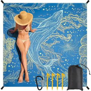 Beach Blanket Waterproof Sandproof, Extra Large Beach Mat, Oversized Picnic Blankets 71 * 87inches, Quick Drying, Lightweight Beach Mat for Camping, Traval, Festivals