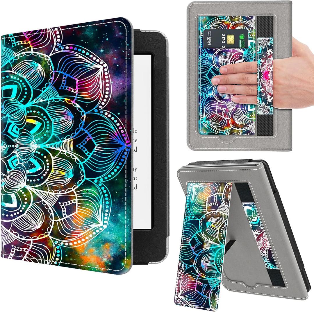 VORI Stand Case for 7"/6.8" Kindle Paperwhite (12th/11th Generation-2024/2021) and Kindle Colorsoft Signature Edition, PU Leather Case Smart Protective Cover with Auto-Wake/Sleep, Mandala Floral