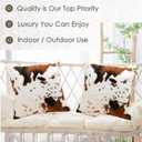 Throw Pillow Covers Soft Faux Fur Pillow Cover Animal Cow Hide Cowhide Print Decor Accent Cushion Covers Farm Pillowcases for Couch Sofa Bedroom Living Room, 18x18, Brown White