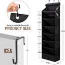 7 Tier Over The Door Shoe Organizer, Hanging Shoe Rack for Closet with Dustproof Mesh Curtain & 6 Side Pockets, Behind The Door Narrow Shoe Holder Hanger for Sneakers, Boots (Black)