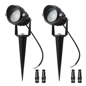 LAVAED 10W LED Landscape Lights 12V Outdoor Spotlight with Connectors Low Voltage Landscape Lighting Warm White Waterproof Yard Uplight(2Pack)