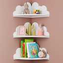 Beskadi Cloud Floating Corner Shelves - Set of 3 Cloud Corner Wall Shelves for Kid’s Room, White Floating Shelf Nursery Wall Deor, Small Cute Clouds Dispaly Shelf for Toys, Plants & Storage.