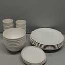 Homienly Premium Wheat Straw Dinnerware Sets - 24 PCS Dinner Plates,Plates,Cereal Bowls,Drinking Cups,Lightweight & Unbreakable Dishes Sets for 6,Dishwasher & Microwave Safe for Home - White