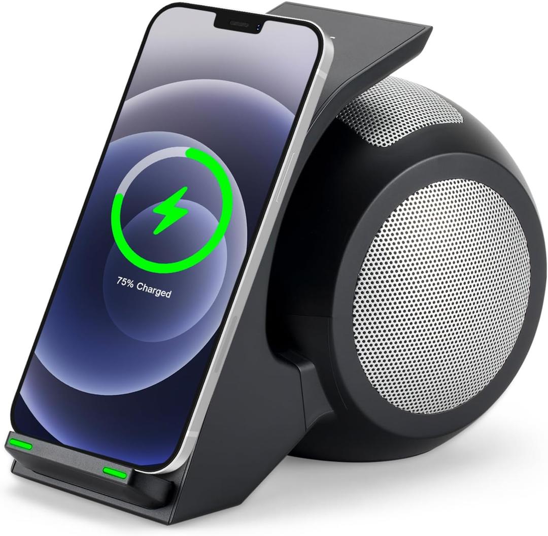 CENSHI Bluetooth Speaker Wireless Charger 2 in 1,Wireless Charging Station for Phone, Stereo Sound Speaker,Compatible with iPhone 17/16/15/14/13 Series,Samsung Galaxy S25/S24/S23/S22,Google etc ﻿