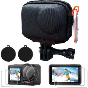 CYNOVA DJI Osmo Action 5 Pro Accessories Kit, Include DJI Osmo Action 5 Case, Action 5 Pro Screen Protector and Silicone Lens Cap, Anti-Scratch, Anti-Collision, Anti-Dust, All-Round Protection