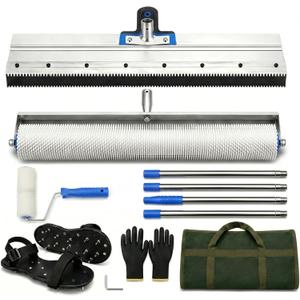 Self-Leveling Cement Tool Kit,Spike Roller, Epoxy Spiked Shoes, Rake