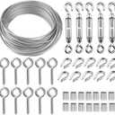 TooTaci Turnbuckle Wire Tensioner Kit, 100ft 1/16 Vinyl Coated Stainless Steel Wire Rope Cable with M5 Turnbuckles for Curtain, Garden Trellis, Picture, String Lights Hanging, Climbing Plants Outdoor
