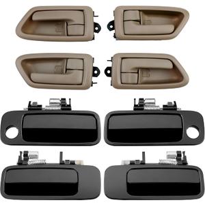 Gledewen Exterior & Interior Door Handle Set, Beige, Compatible with 1997-2001 Toyota Camry, Front & Rear & Left & Right, 6922033040, 6921033040, 6927733020, 6927833020, Driver Passenger Handle (8Pcs)