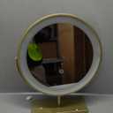 Golden Makeup Vanity Mirror with Led Lights Round Tabletop Desktop Smart Touch Control Lighted Up Mirror for Girl 13.8 Inch (Gold Color Without Magnifying)