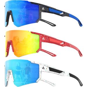 3PACK Kids Sunglasses Youth Baseball Sunglasses for Boys Girls Age 4-14, Softball Cycling UV400 Protection Sports