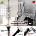Corner Shower Caddy Tension Pole - Heavy Duty Floor to Ceiling Shower Organizer Tension Pole with 4 Shelves,54"-114 Adjustable Rustproof Stand Rack for Bathtub,Bathroom,Dorm,RV - Black